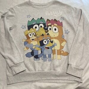 BLUEY Hooray Family Women's Gray Pullover Sweatshirt Cartoons Size Large